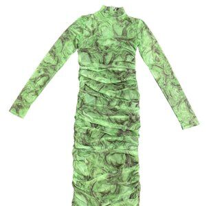 Women's Green Dress, Trendy, Long and Fitted